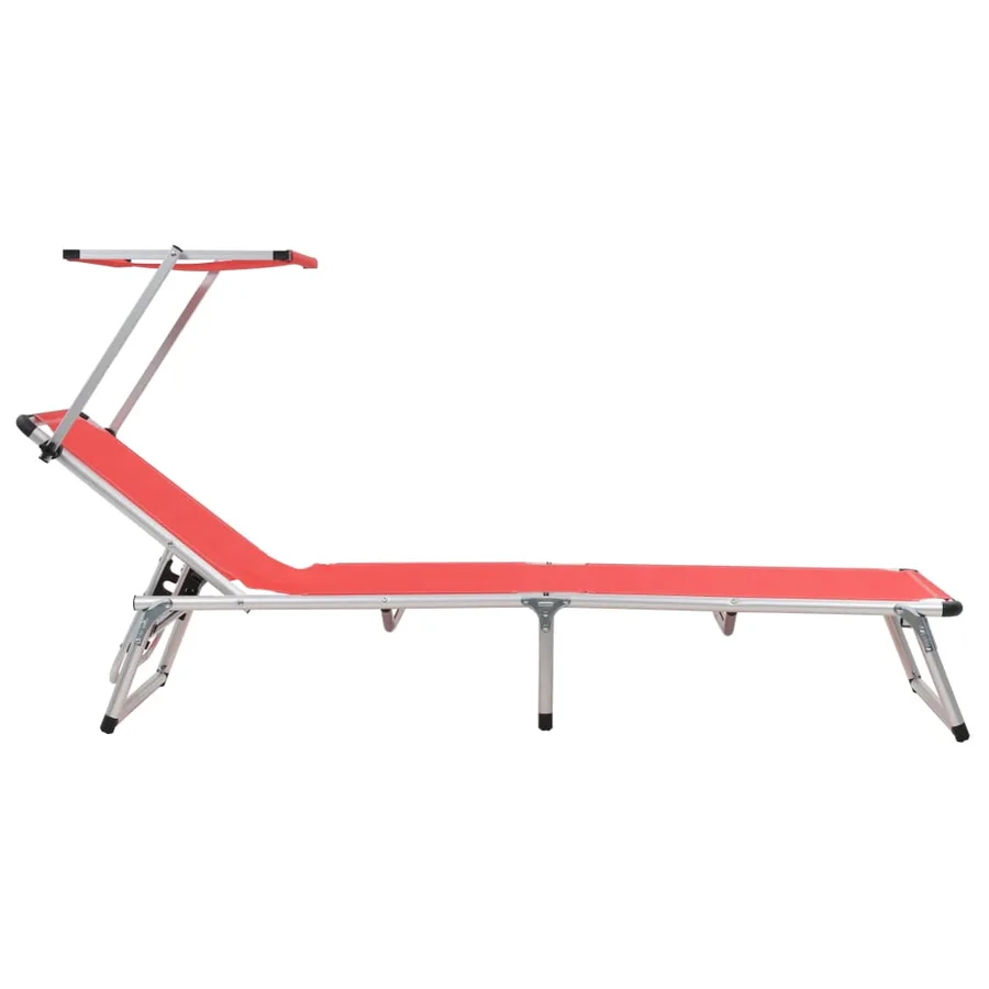 Chaise longue pliable avec toit Aluminium et textilène Noir - 23