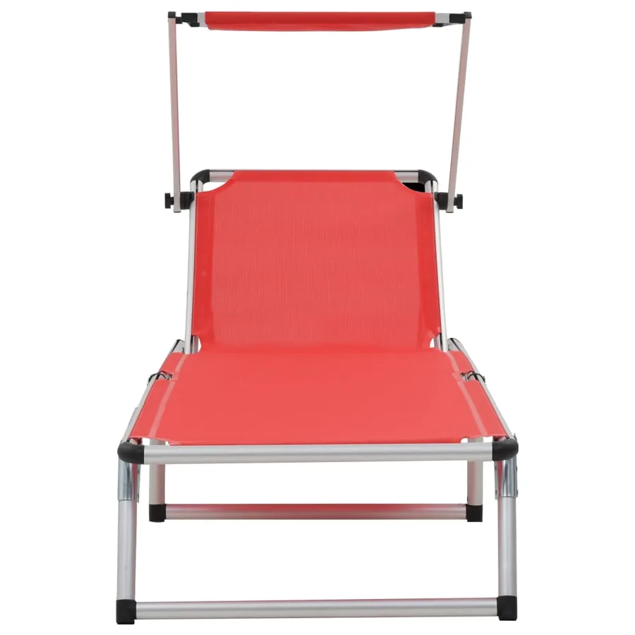 Chaise longue pliable avec toit Aluminium et textilène Noir - 24