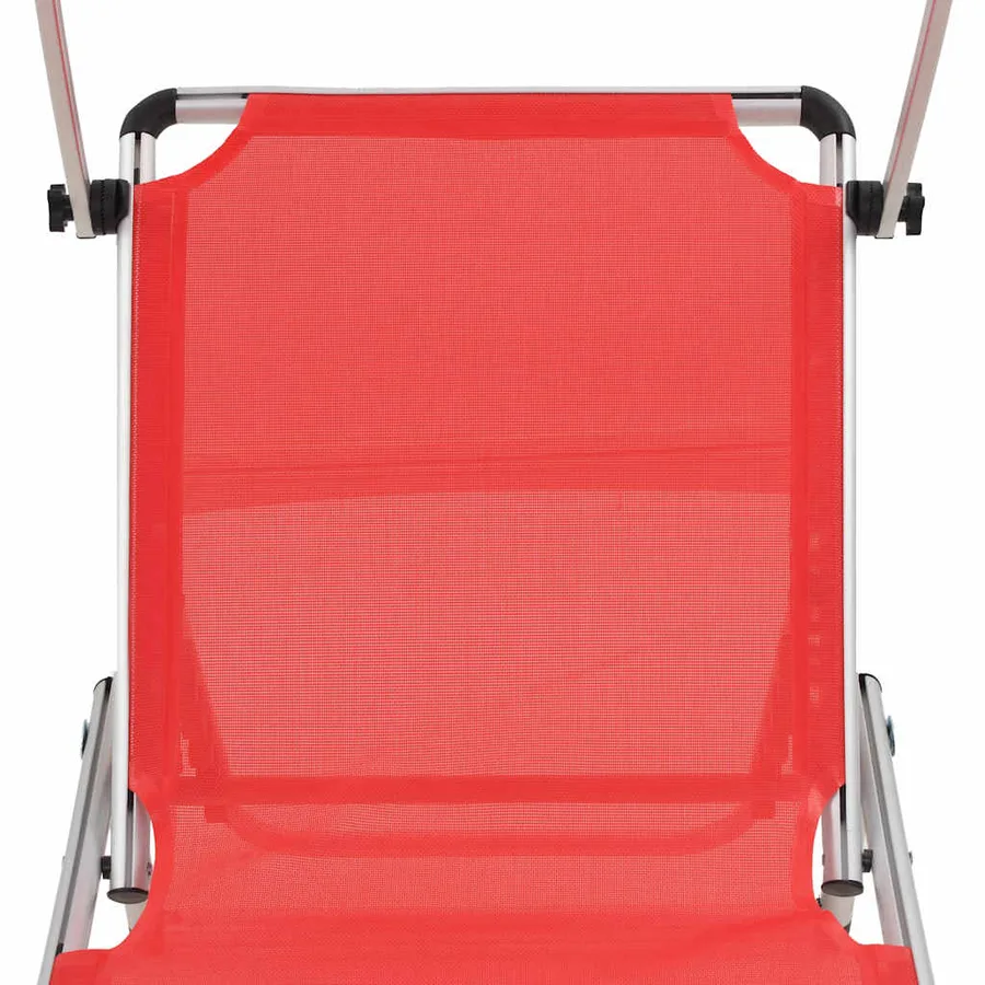 Chaise longue pliable avec toit Aluminium et textilène Noir - 27
