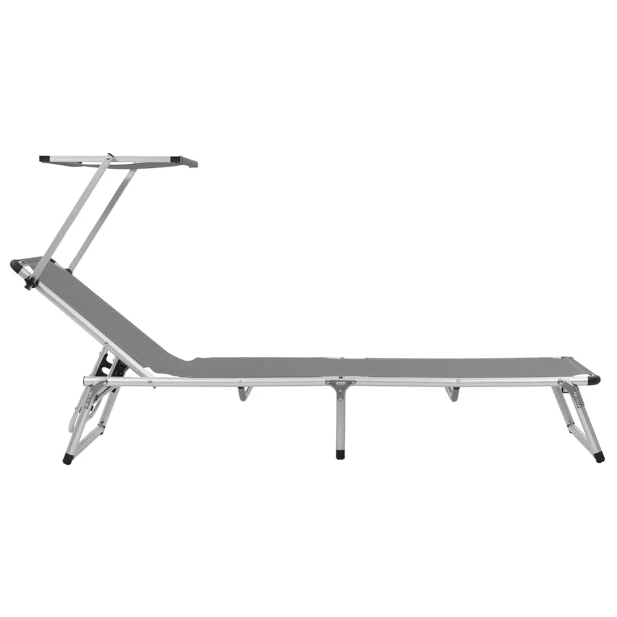 Chaise longue pliable avec toit Aluminium et textilène Noir - 33