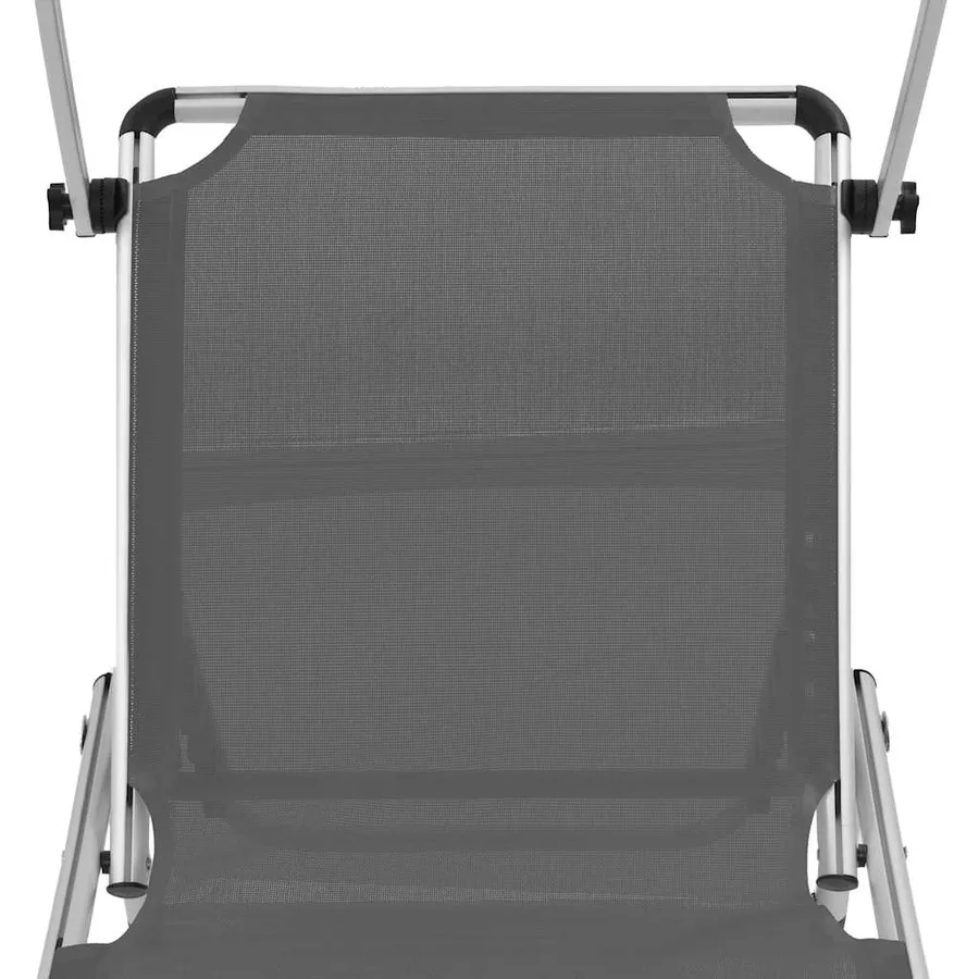 Chaise longue pliable avec toit Aluminium et textilène Noir - 37