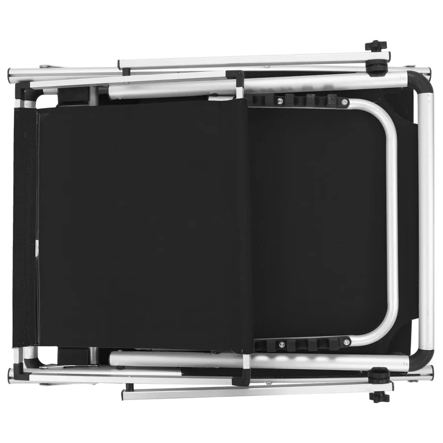 Chaise longue pliable avec toit Aluminium et textilène Noir - 5