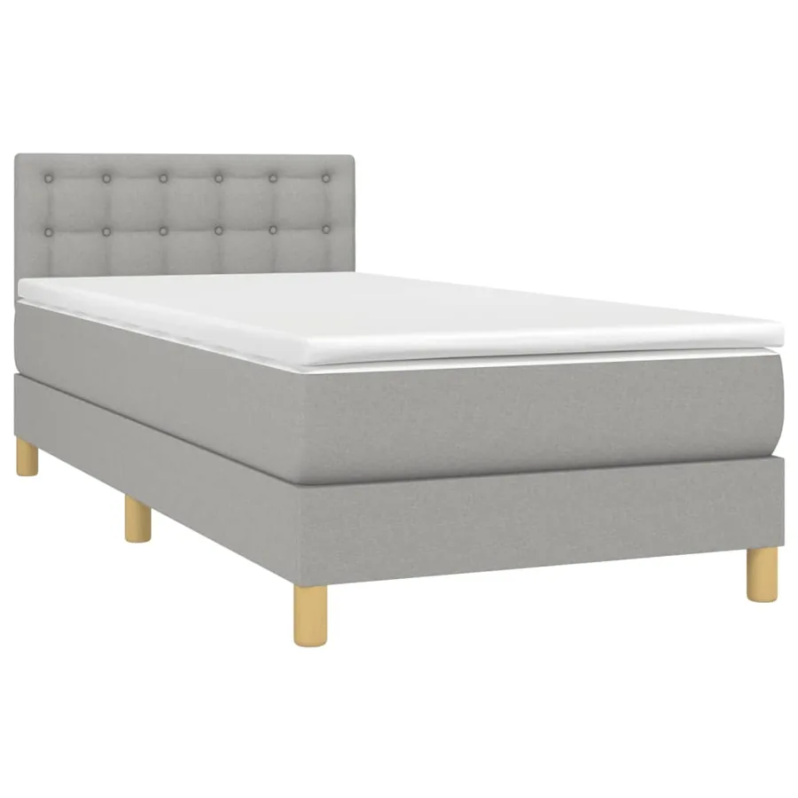 Sommier à lattes de lit avec matelas Gris clair 90x200 cm Tissu - 3