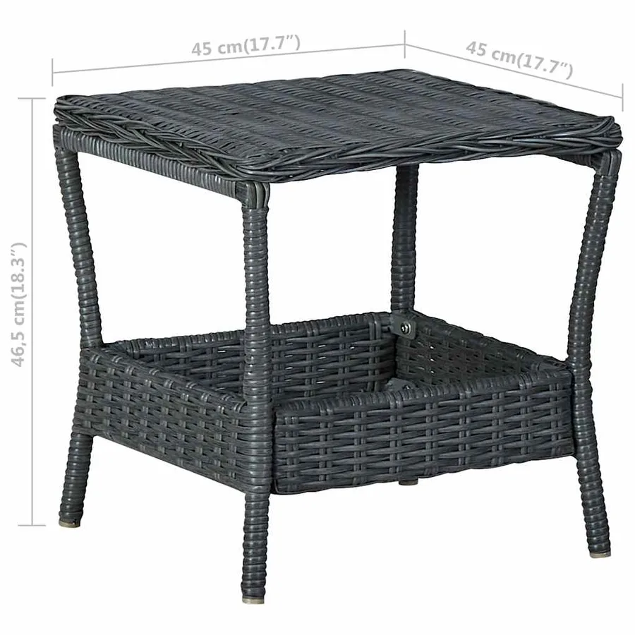 Table de jardin Gris foncé 45x45x46,5 cm Résine tressée - 5
