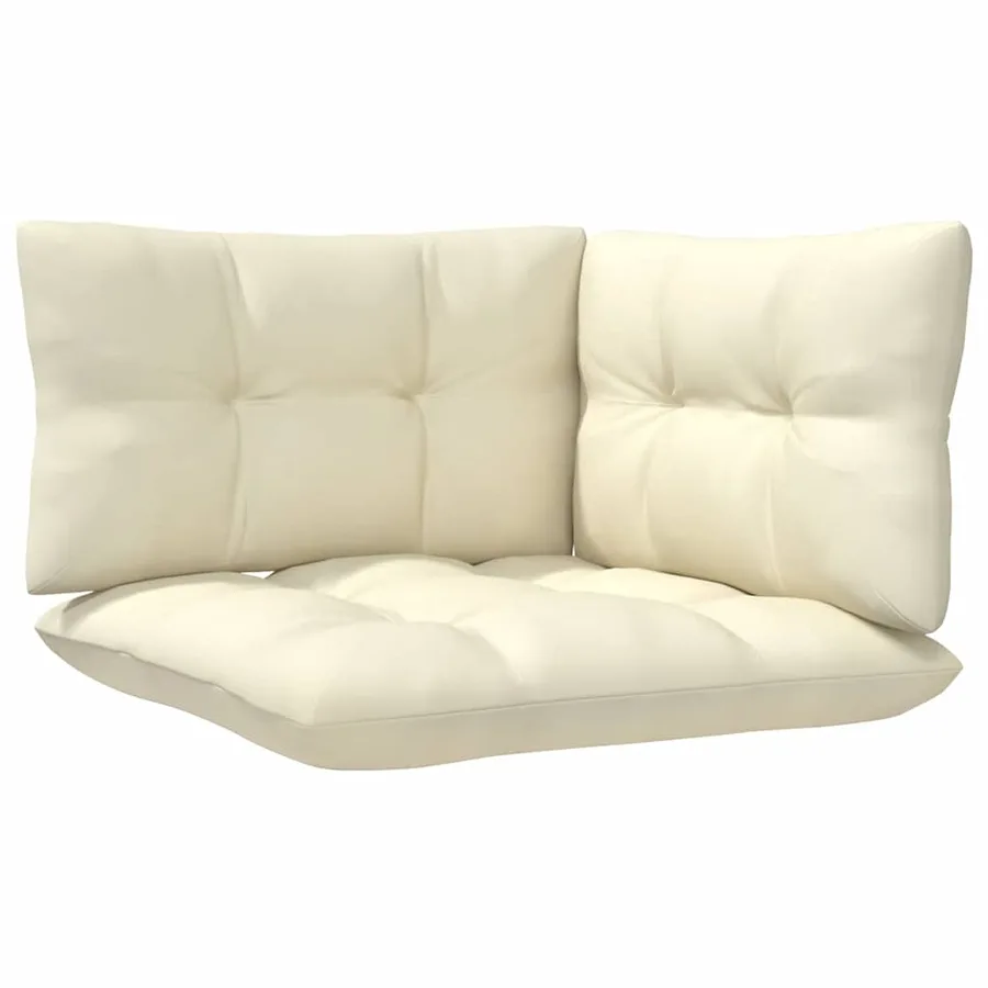 Salon de jardin 3 pcs avec coussins crème Bois de pin massif - 5