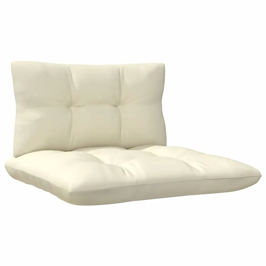 Salon de jardin 3 pcs avec coussins crème Bois de pin massif - 6