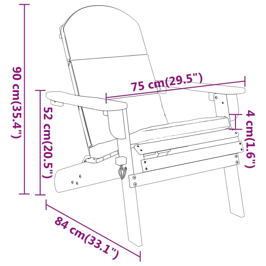 Ensemble de salon de jardin Adirondack 5 pcs bois acacia solide - 9