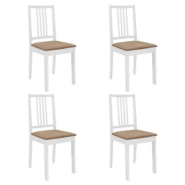 Chaises à manger avec coussins lot de 4 blanc bois solide