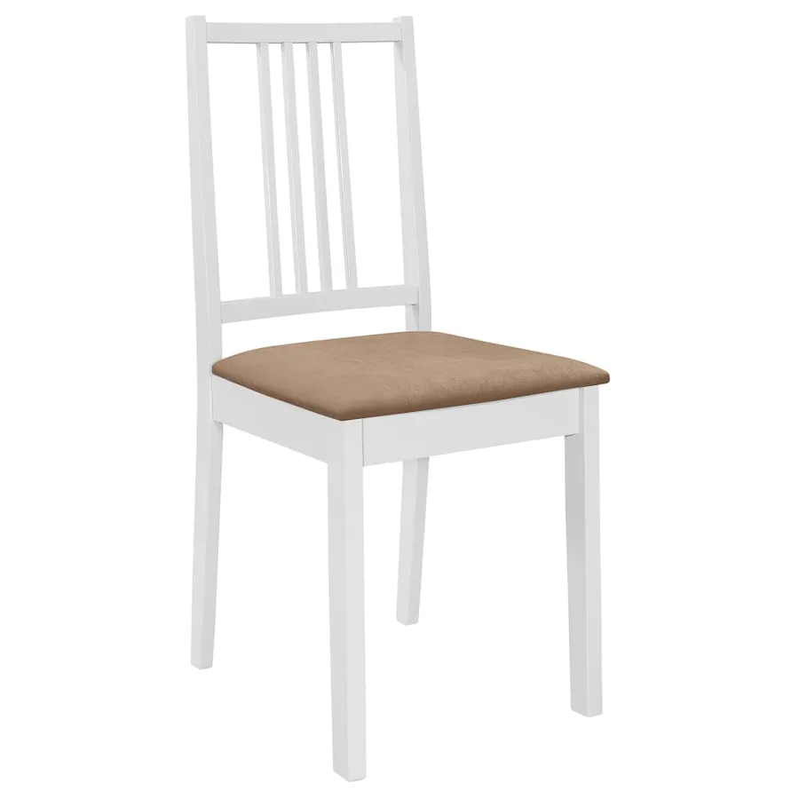 Chaises à manger avec coussins lot de 4 blanc bois solide - 2