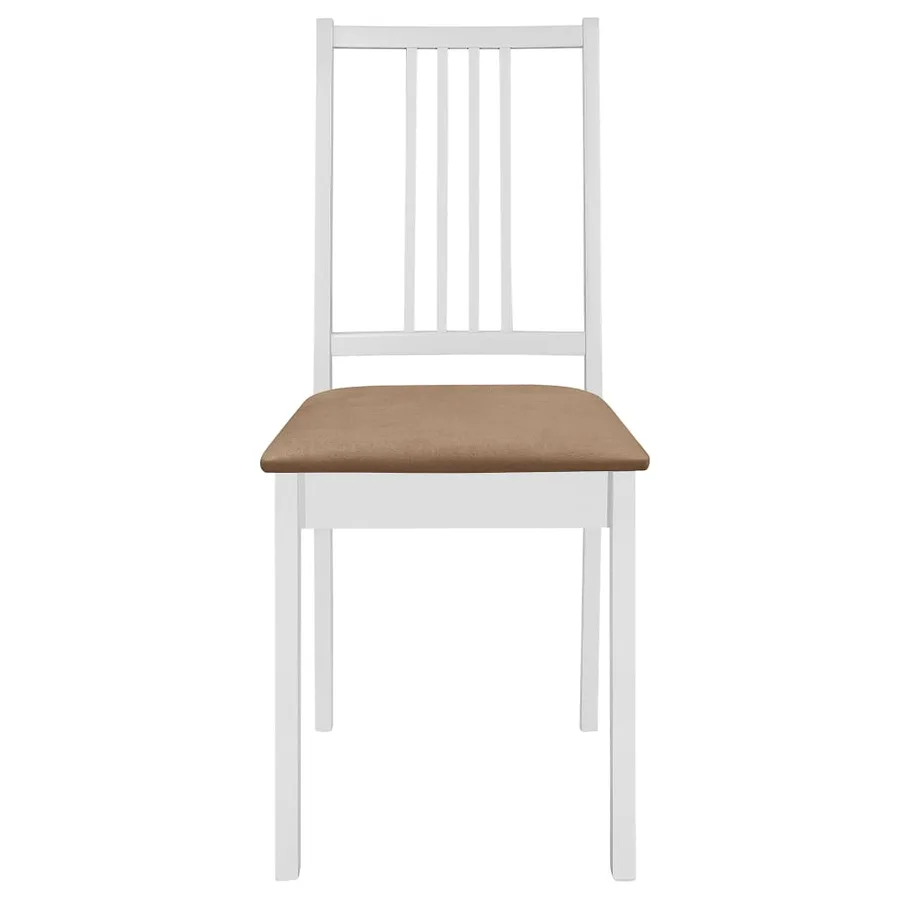 Chaises à manger avec coussins lot de 4 blanc bois solide - 3