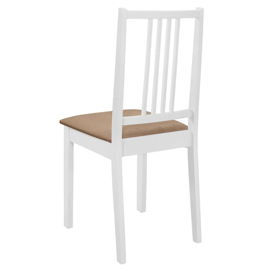 Chaises à manger avec coussins lot de 4 blanc bois solide - 5