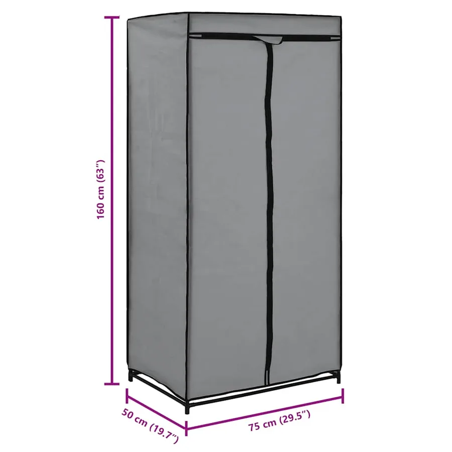 2 pcs Garde-robes Gris 75x50x160 cm - 10