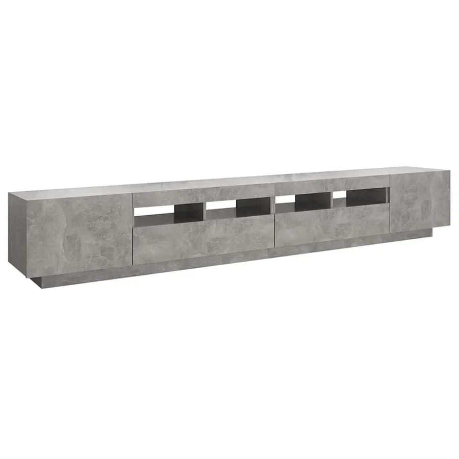 Meuble TV avec lumières LED Gris béton 260x35x40 cm - 7