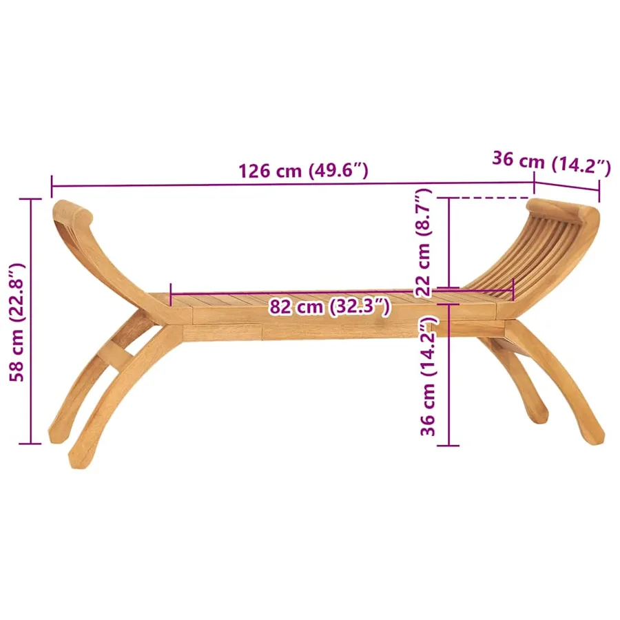 Banc de jardin 126 cm Bois de teck solide - 6