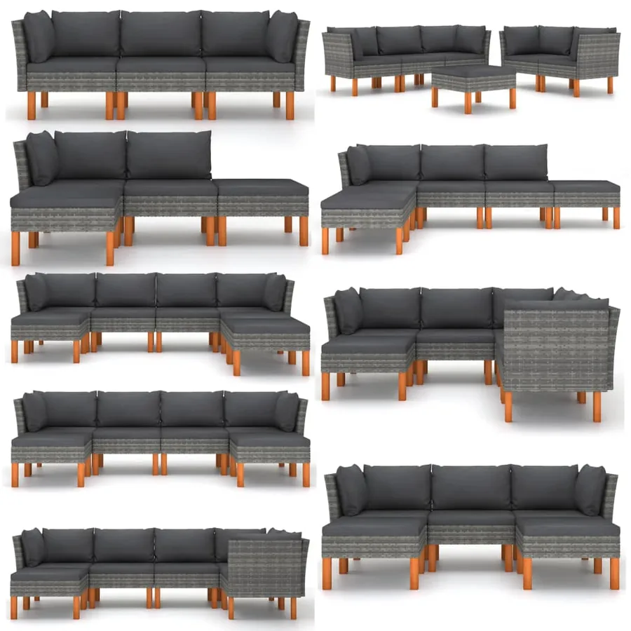 Canapé de jardin Résine tressée et bois d'eucalyptus massif - 7