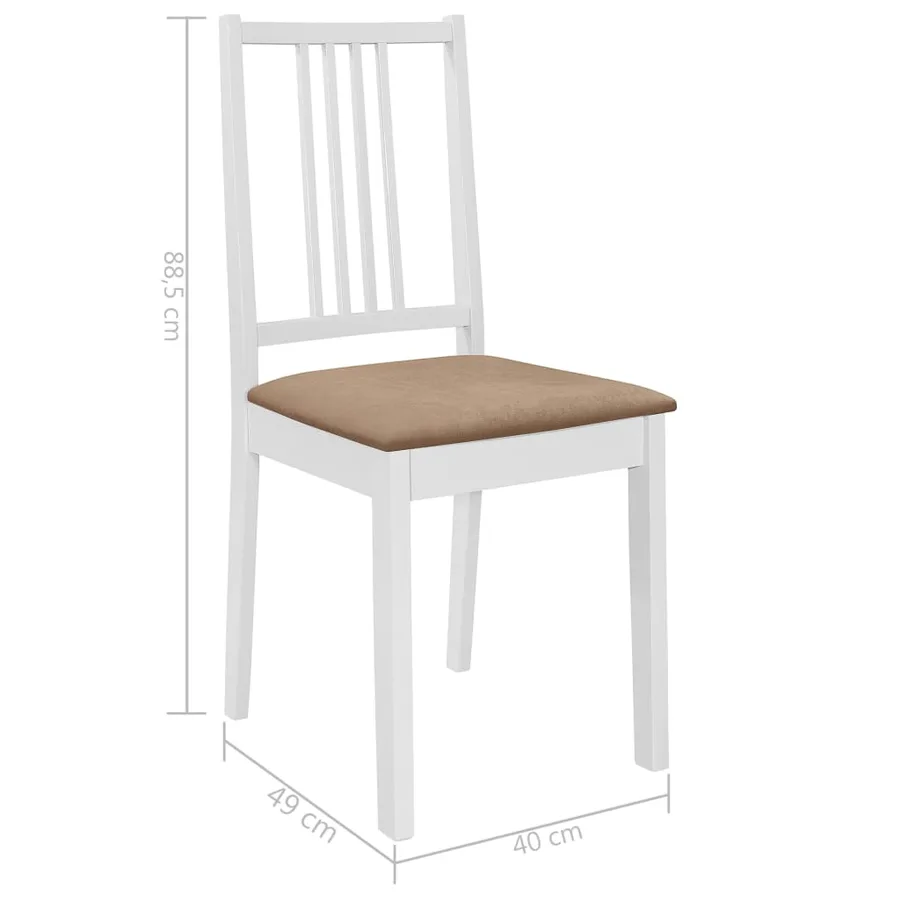 Chaises à manger avec coussins lot de 6 blanc bois solide - 7