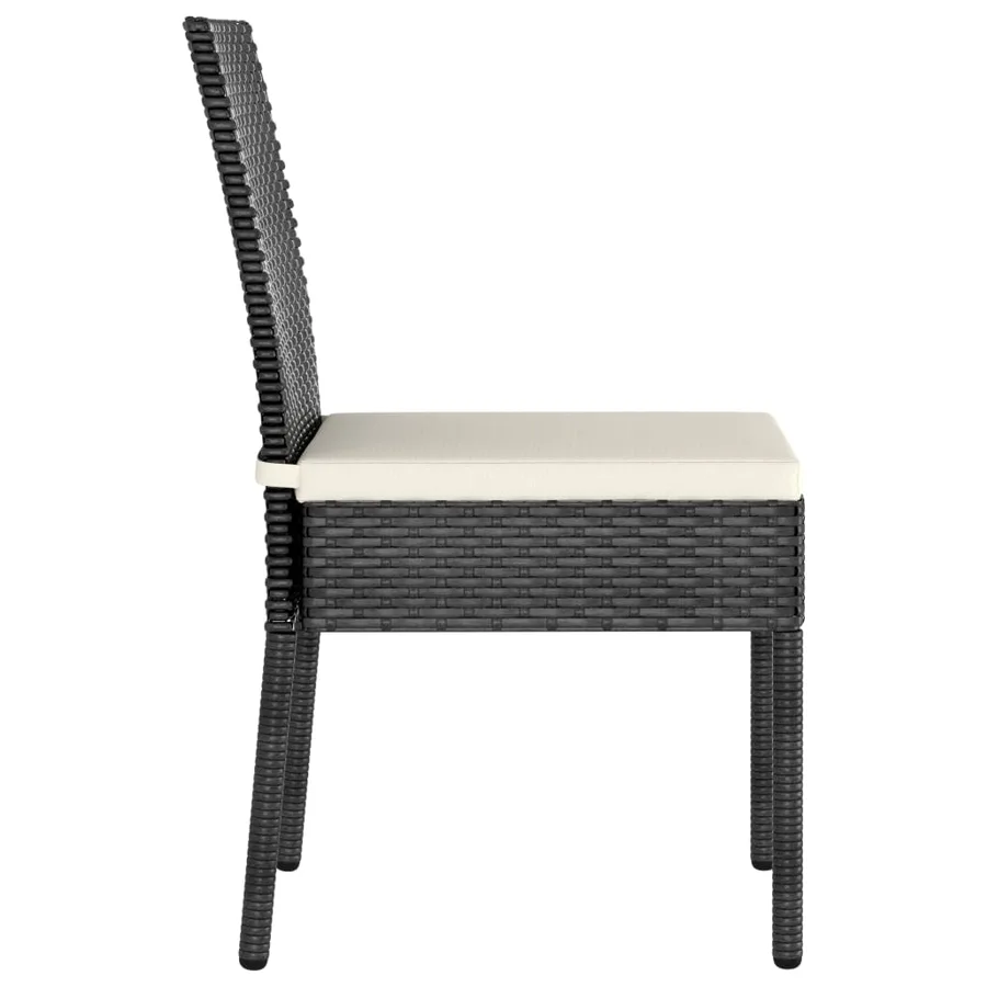 Chaises à manger de jardin lot de 4 Résine tressée Noir - 3