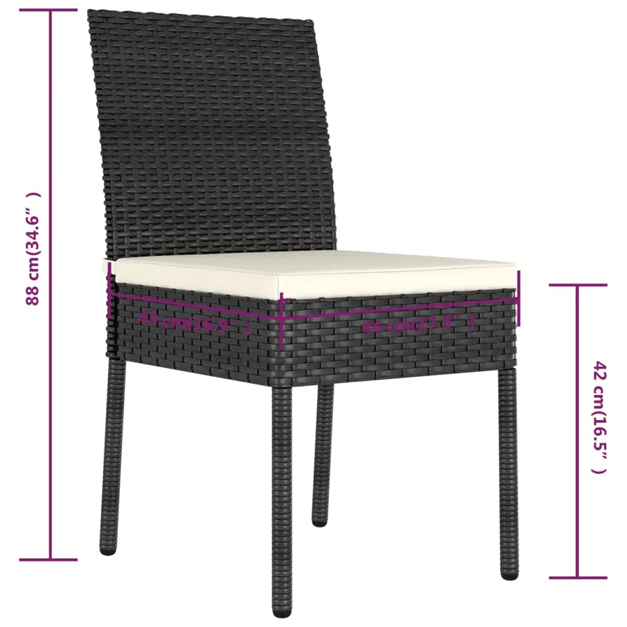 Chaises à manger de jardin lot de 4 Résine tressée Noir - 6