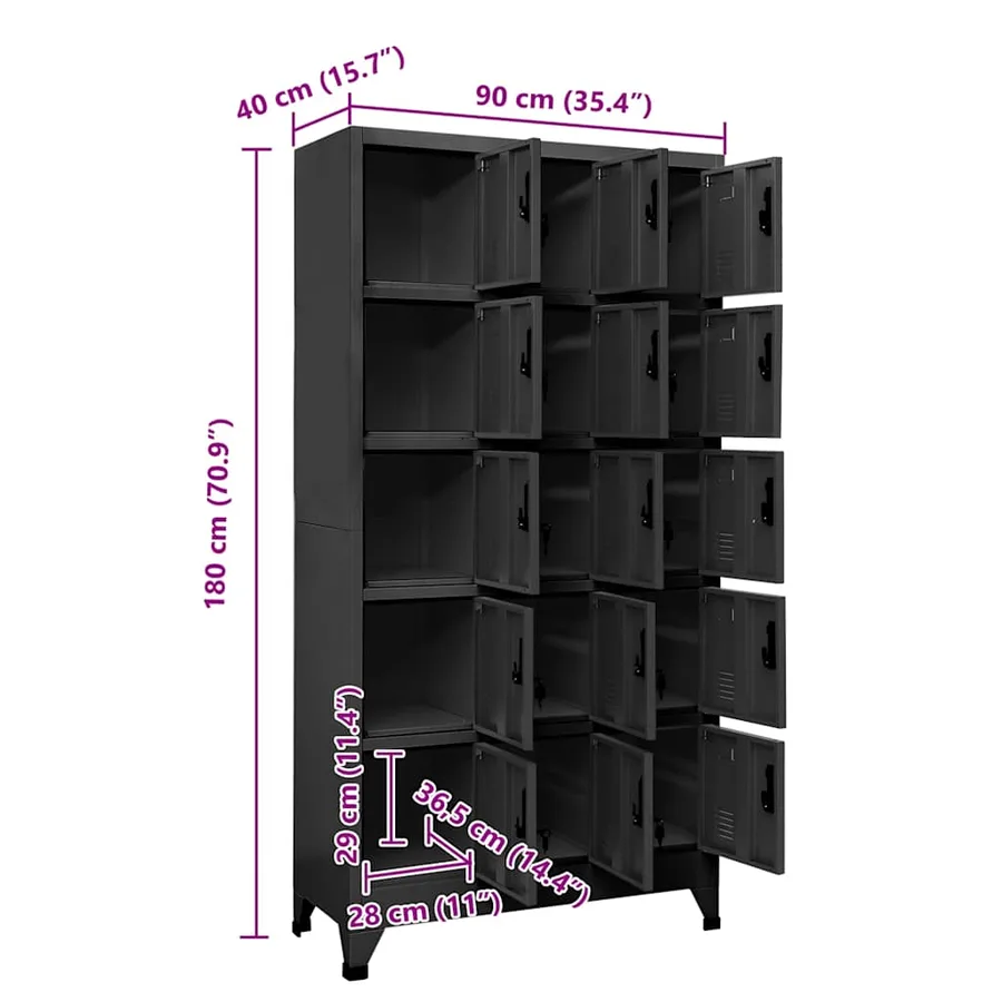 Armoire à casiers Anthracite 90x40x180 cm Acier - 8