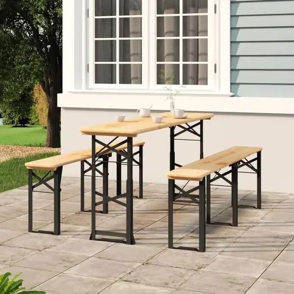 Table à bière pliable 170x50x75/105 cm bois massif de sapin