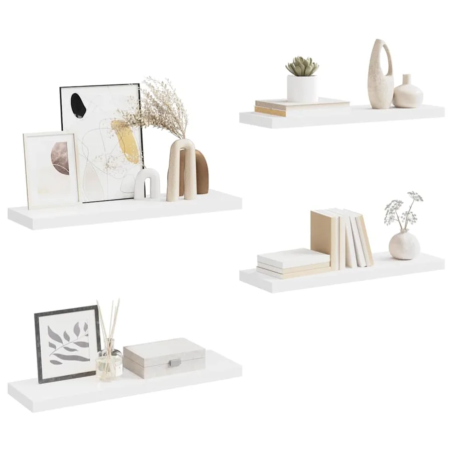 Étagères murales flottantes 4 pcs blanc 80x23,5x3,8 cm MDF - 5