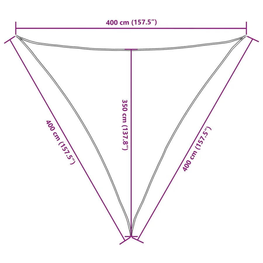 Voile de parasol tissu oxford triangulaire 4x4x4 m taupe - 10