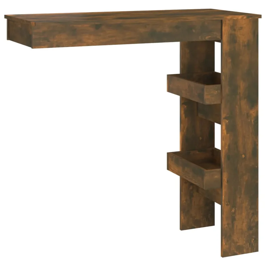 Table de bar murale Chêne fumé 102x45x103,5cm Bois d'ingénierie - 2