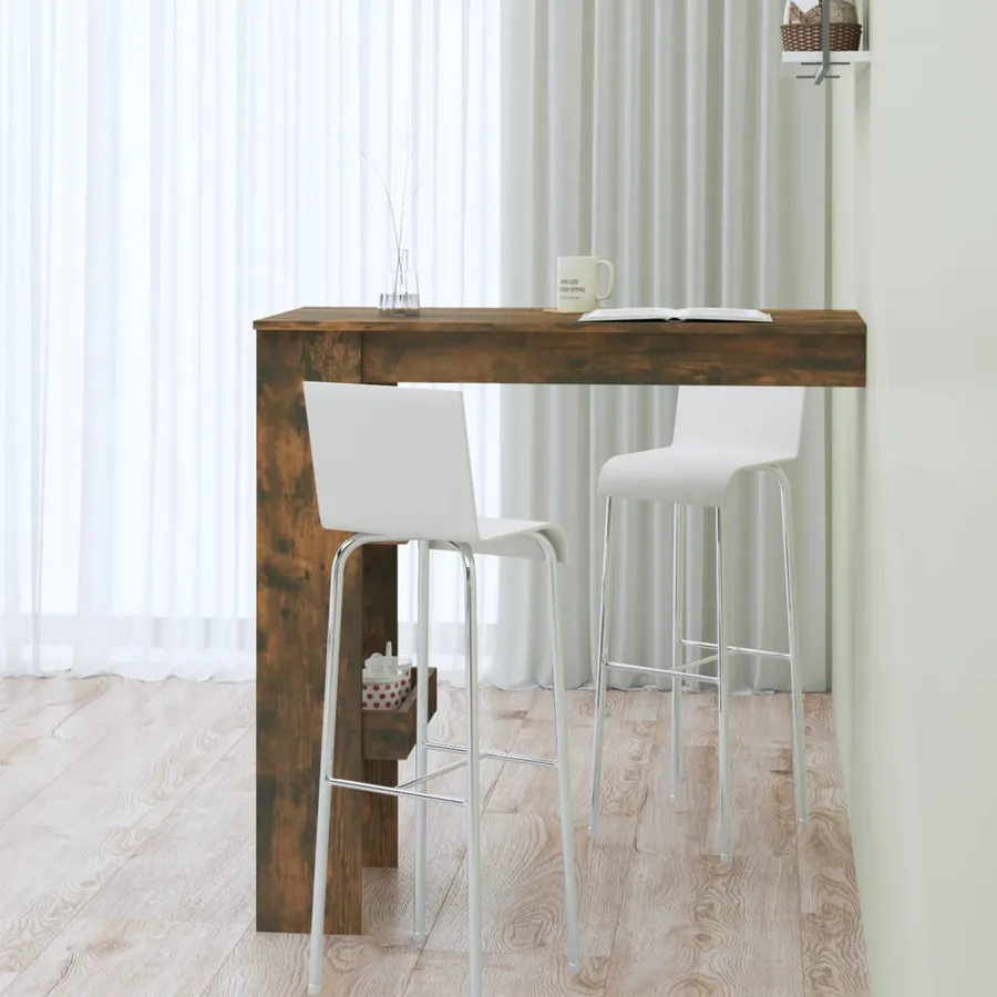 Table de bar murale Chêne fumé 102x45x103,5cm Bois d'ingénierie - 6