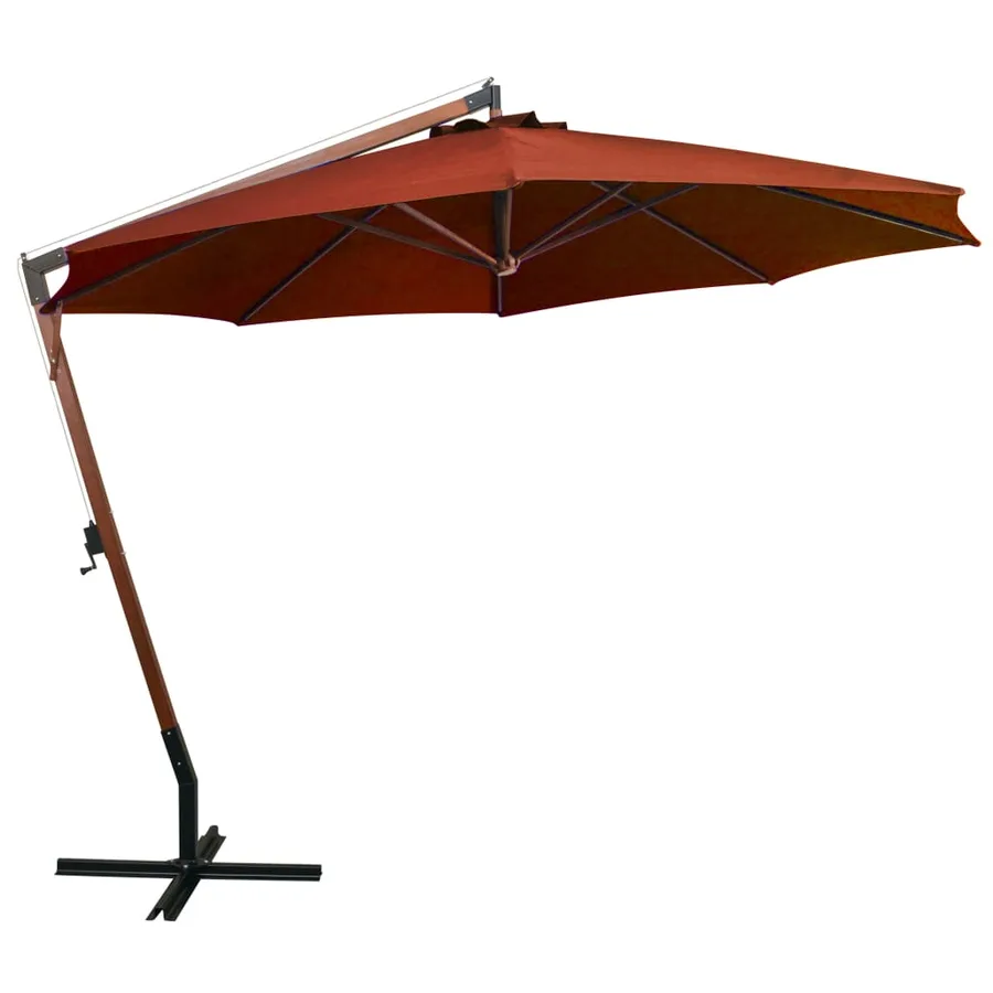 Parasol de jardin suspendu avec mât terre cuite bois de sapin - 2