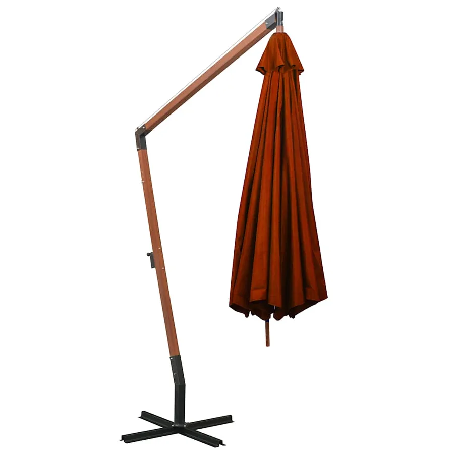Parasol de jardin suspendu avec mât terre cuite bois de sapin - 4