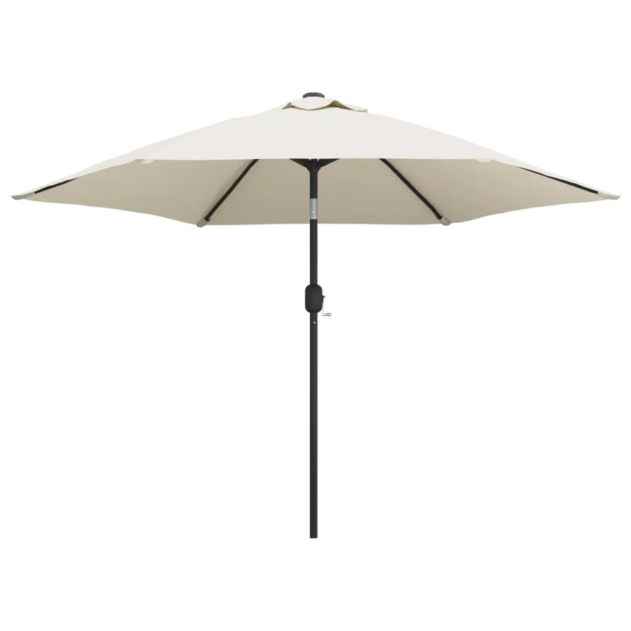 Parasol de jardin en porte-à-faux avec LED 3 m blanc sable - 2