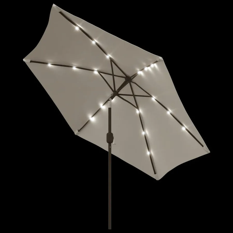Parasol de jardin en porte-à-faux avec LED 3 m blanc sable - 5