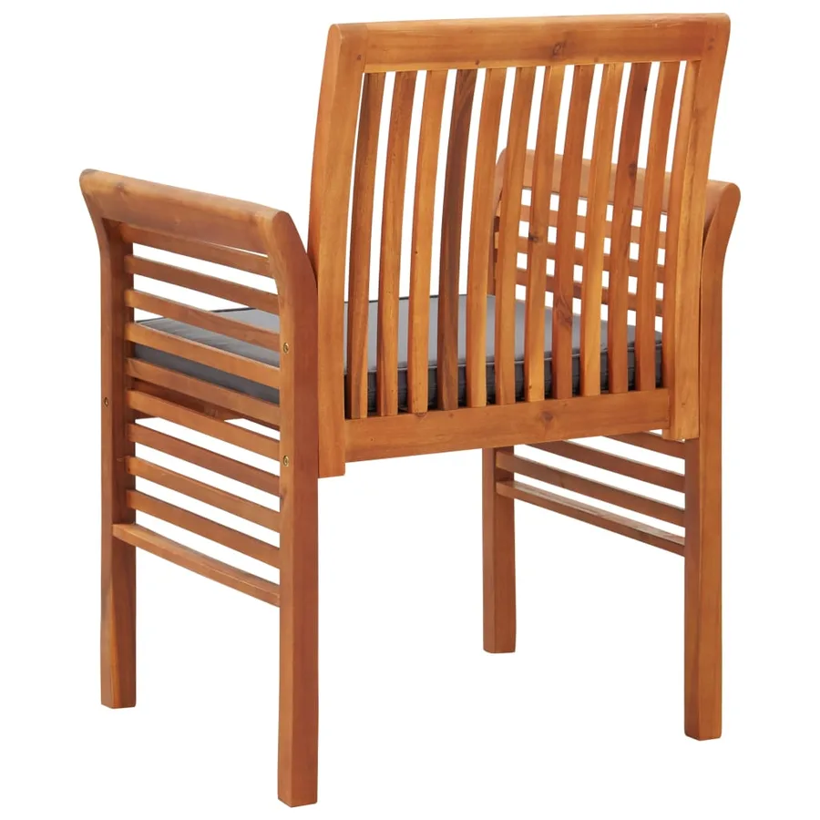 Chaise à dîner de jardin avec coussin Bois d'acacia massif - 4