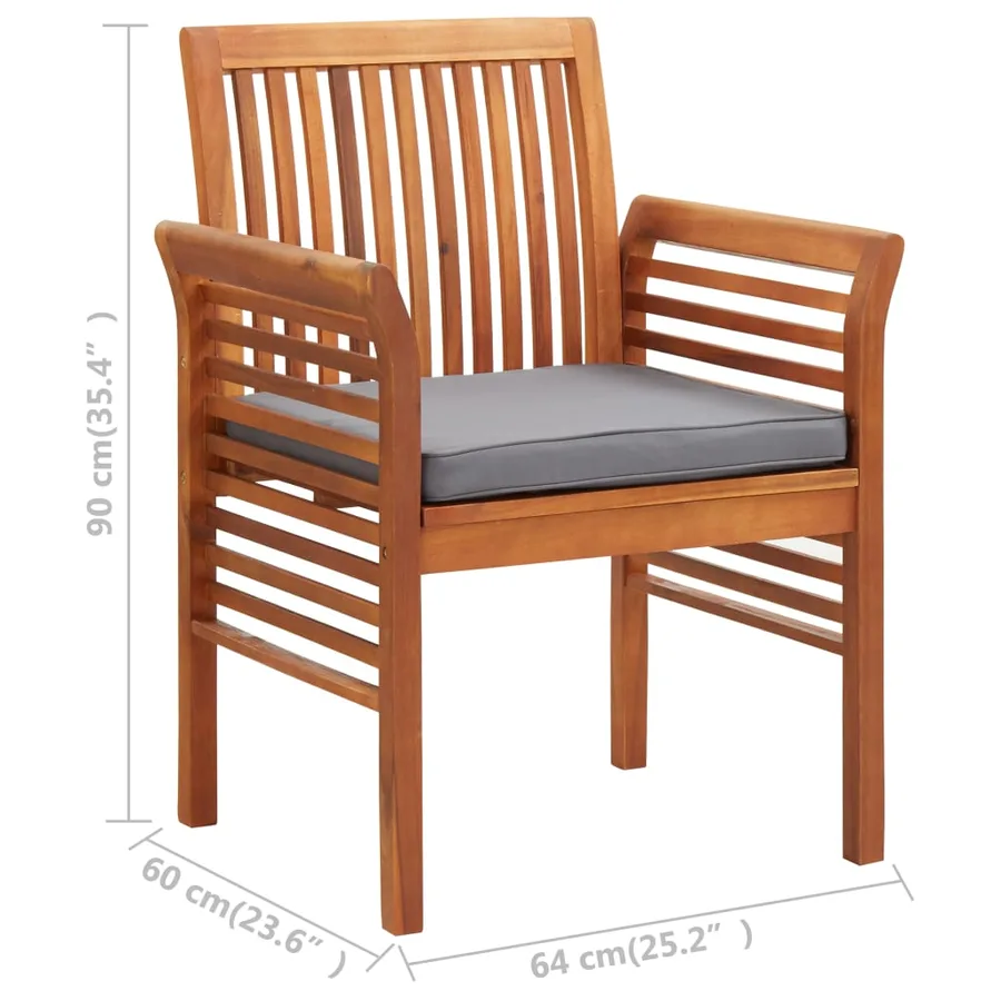 Chaise à dîner de jardin avec coussin Bois d'acacia massif - 7