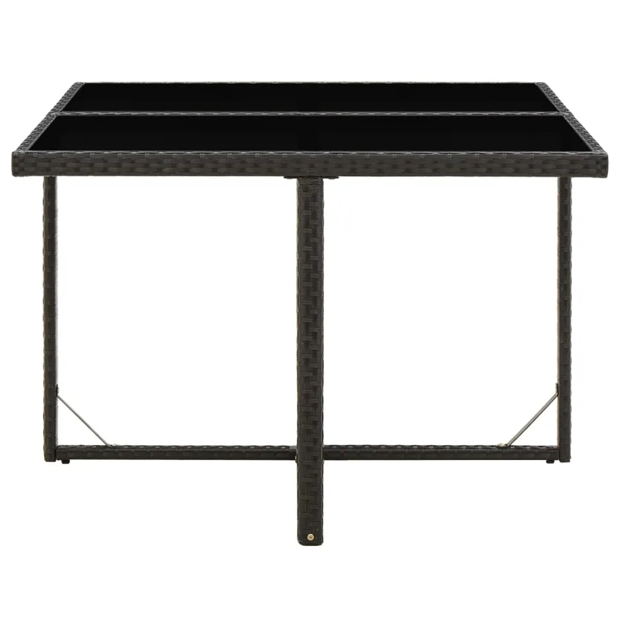 Table de jardin Noir 109x107x74 cm Résine tressée et verre - 3
