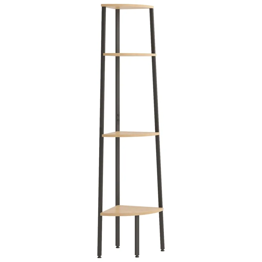 Étagère d'angle à 4 niveaux Marron clair et noir 45,5 x 31,5 x 150 cm - 2