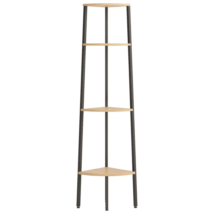 Étagère d'angle à 4 niveaux Marron clair et noir 45,5 x 31,5 x 150 cm - 3