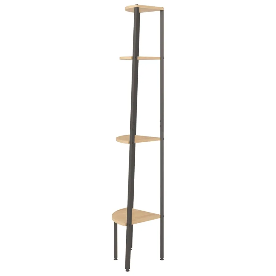 Étagère d'angle à 4 niveaux Marron clair et noir 45,5 x 31,5 x 150 cm - 4