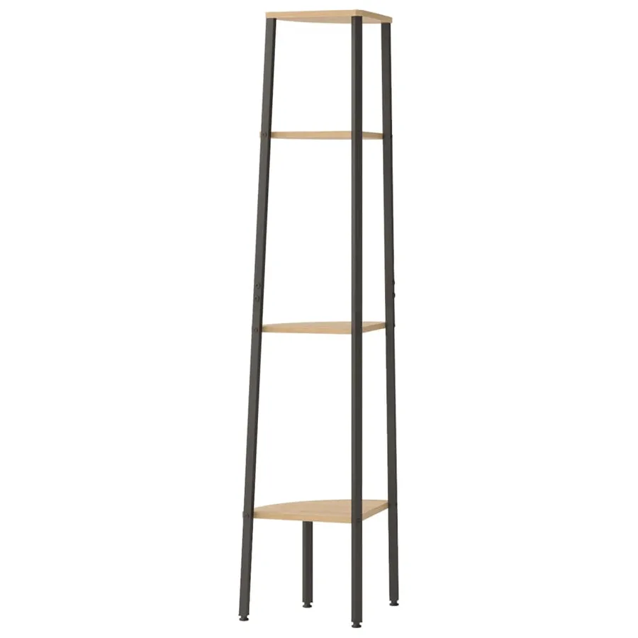 Étagère d'angle à 4 niveaux Marron clair et noir 45,5 x 31,5 x 150 cm - 5