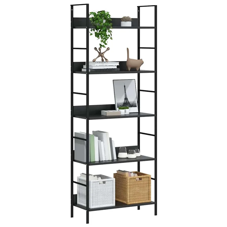 Bibliothèque à 5 niveaux noir 60x27,6x158,5cm bois d'ingénierie - 6