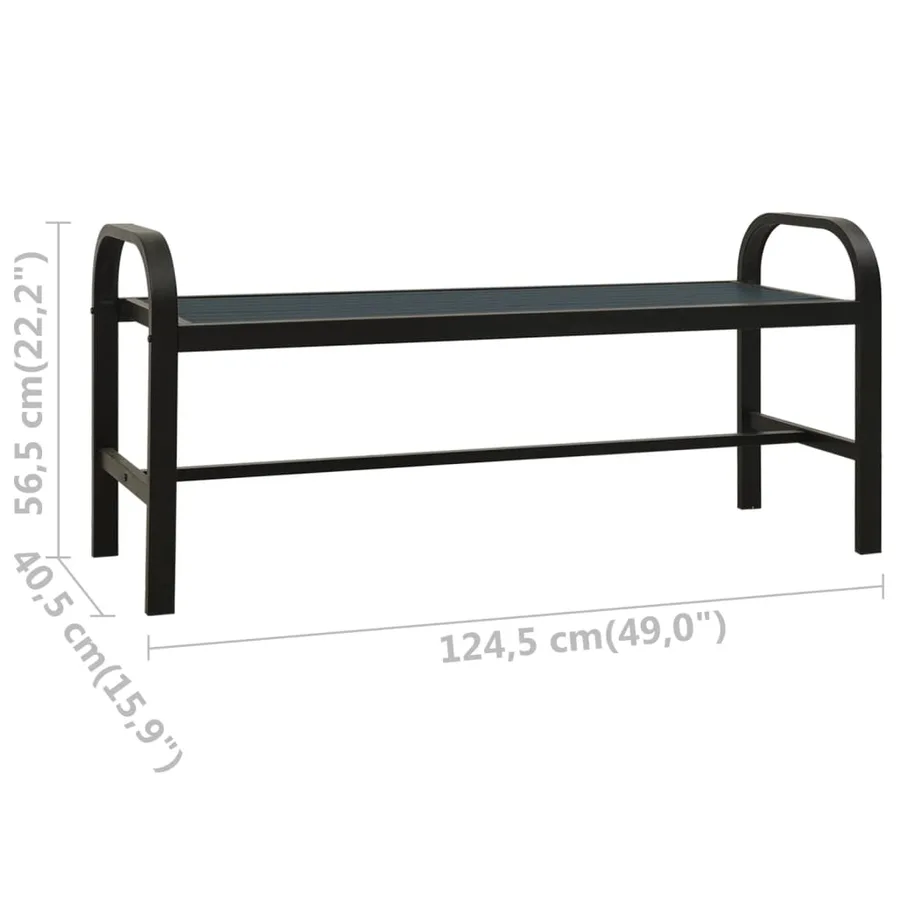 Banc de jardin 124,5 cm acier et WPC noir - 6
