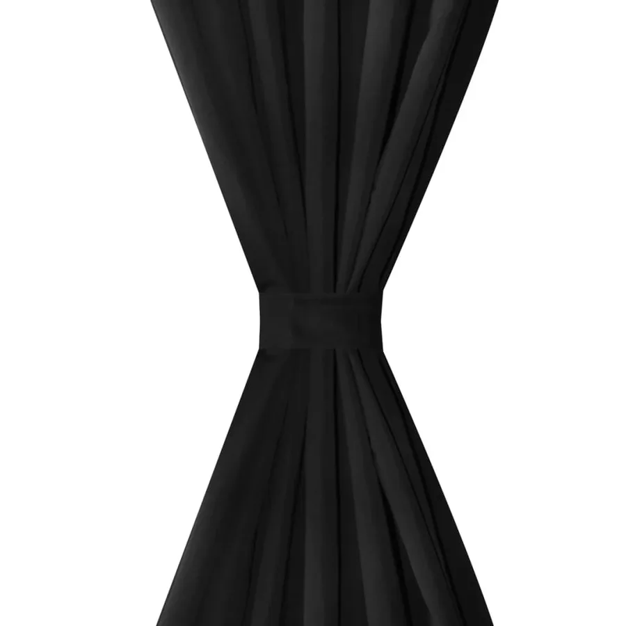 2 pcs Rideau à Passant Micro Satin Noir 140 x 225 cm - 3