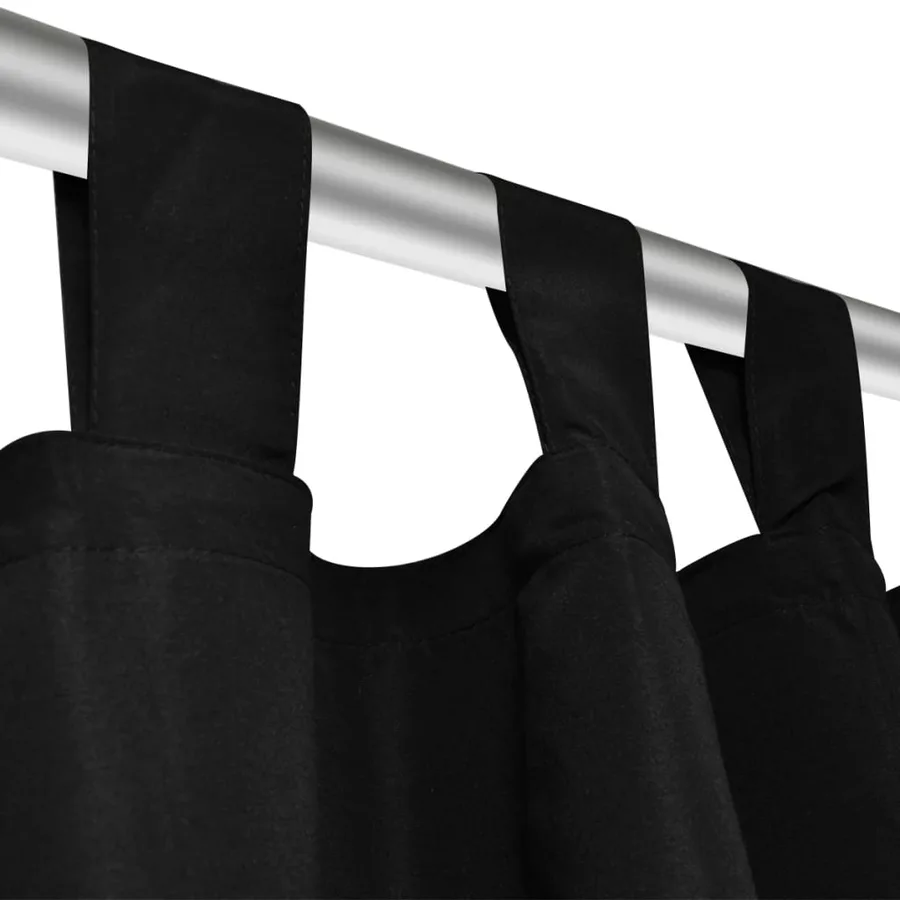 2 pcs Rideau à Passant Micro Satin Noir 140 x 225 cm - 4