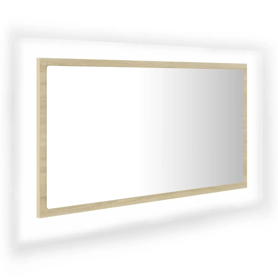 Miroir LED de salle de bain Chêne sonoma 80x8,5x37 cm Acrylique - 2
