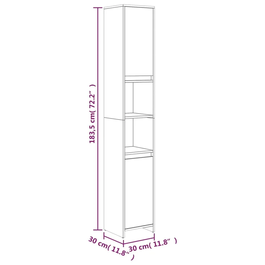 Armoire de bain Sonoma gris 30x30x183,5 cm Bois d'ingénierie - 8