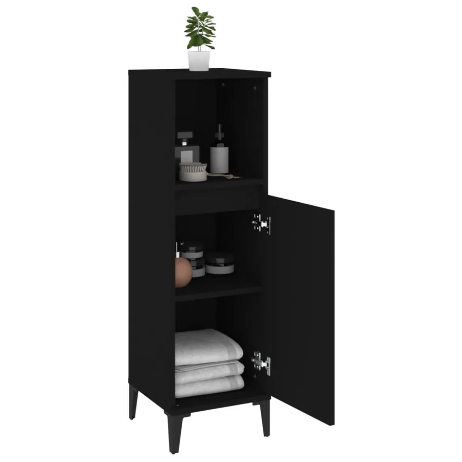Armoire de salle de bain noir 30x30x100 cm bois d'ingénierie - 7