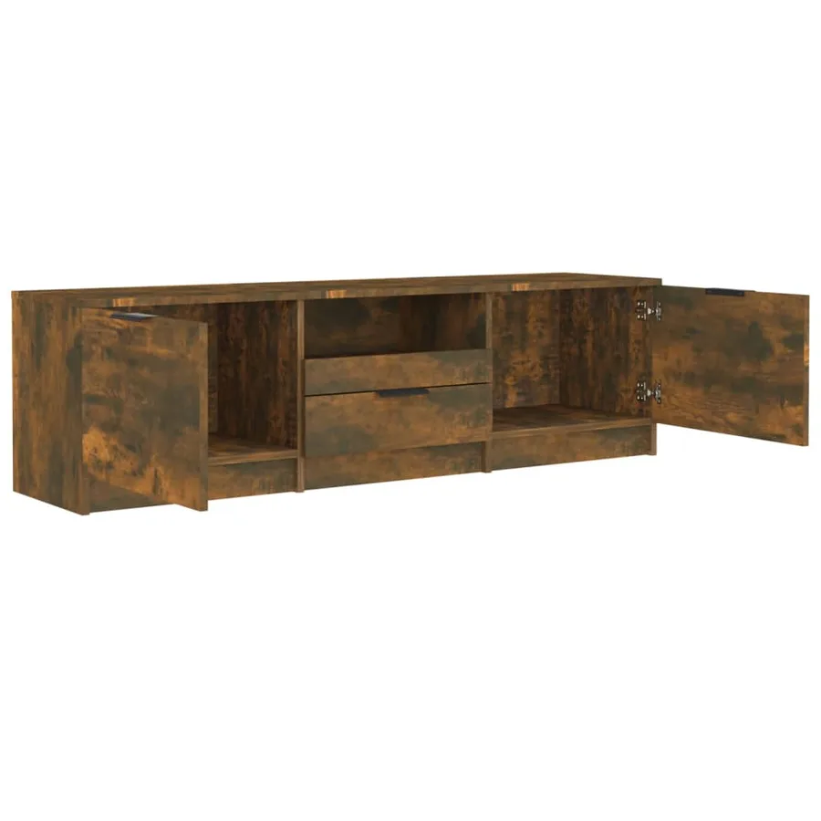 Meuble TV Chêne fumé 140x35x40 cm Bois d'ingénierie - 5