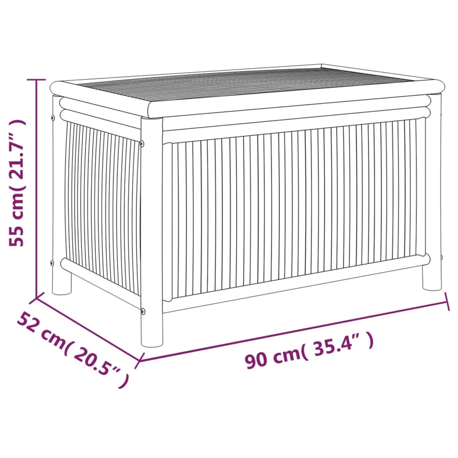 Boîte de rangement de jardin 90x52x55 cm Bambou - 8