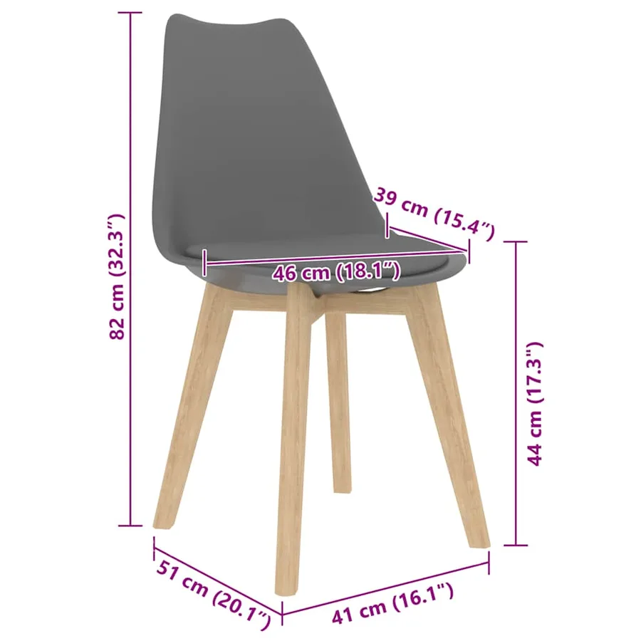 Chaises à manger lot de 4 Gris Plastique - 7