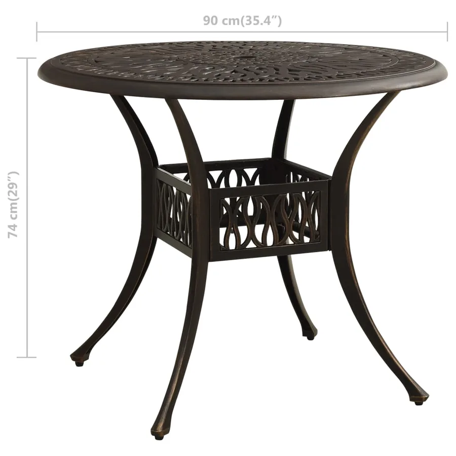 Table de jardin Bronze 90x90x74 cm Aluminium coulé - 6